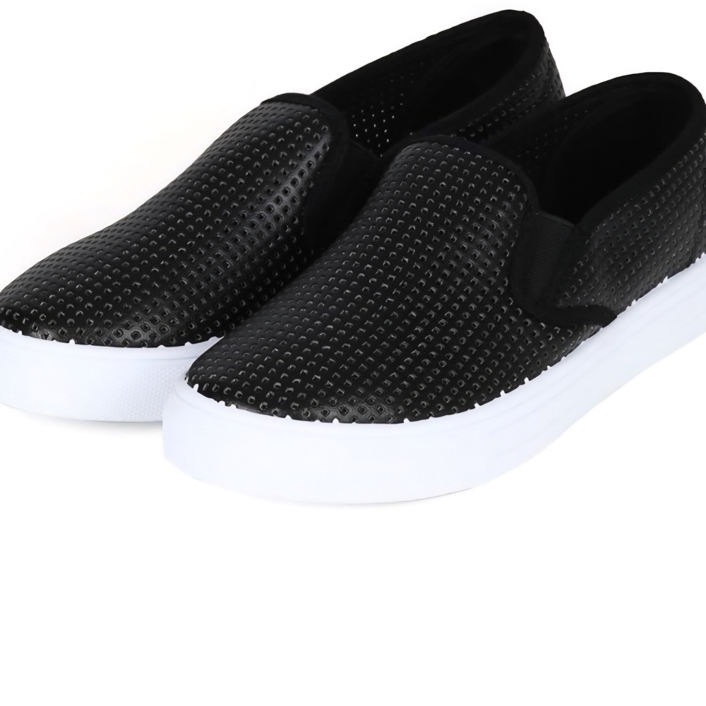 Qupid Black and White Slip-On Loafers